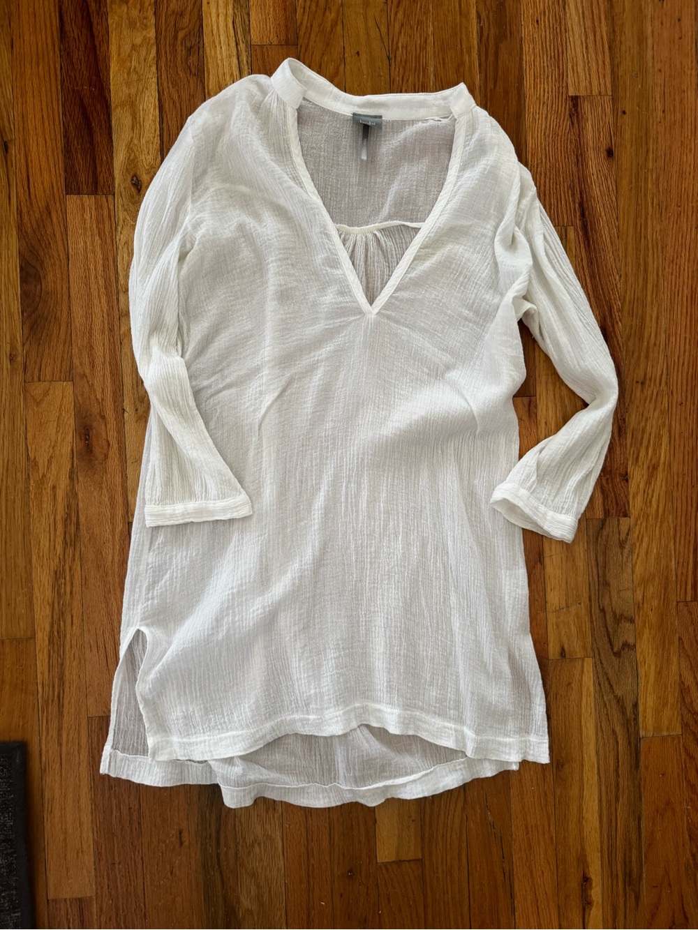 bobi Cream Gauze V-Neck Swim Coverup Tunic